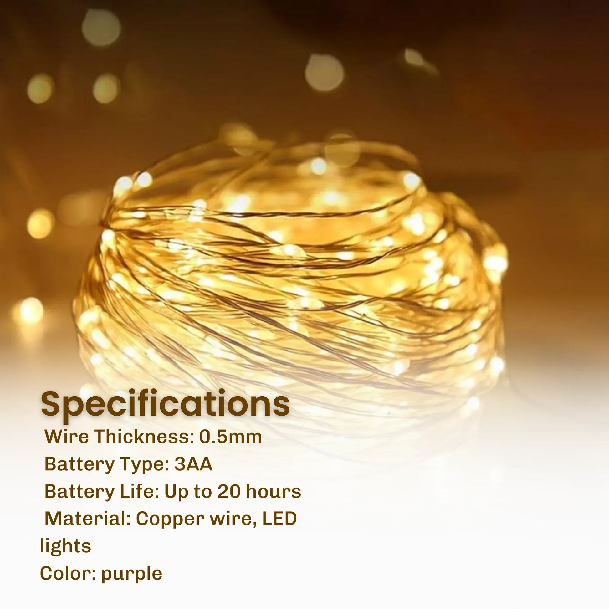 LED Copper Wire String Lights Mini 3AA Battery Operated/Powered Copper Wire LED Firefly Lights for Bedroom Decoration Wedding Home Christmas Parties Holiday (White, 5M - 50LED) [Energy Class A] - Mode Blend