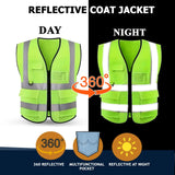 High Visibility Reflective Safety Vest, Work Waistcoat with Reflective Tape Strips for Road Construction & Safety Use - Mode Blend