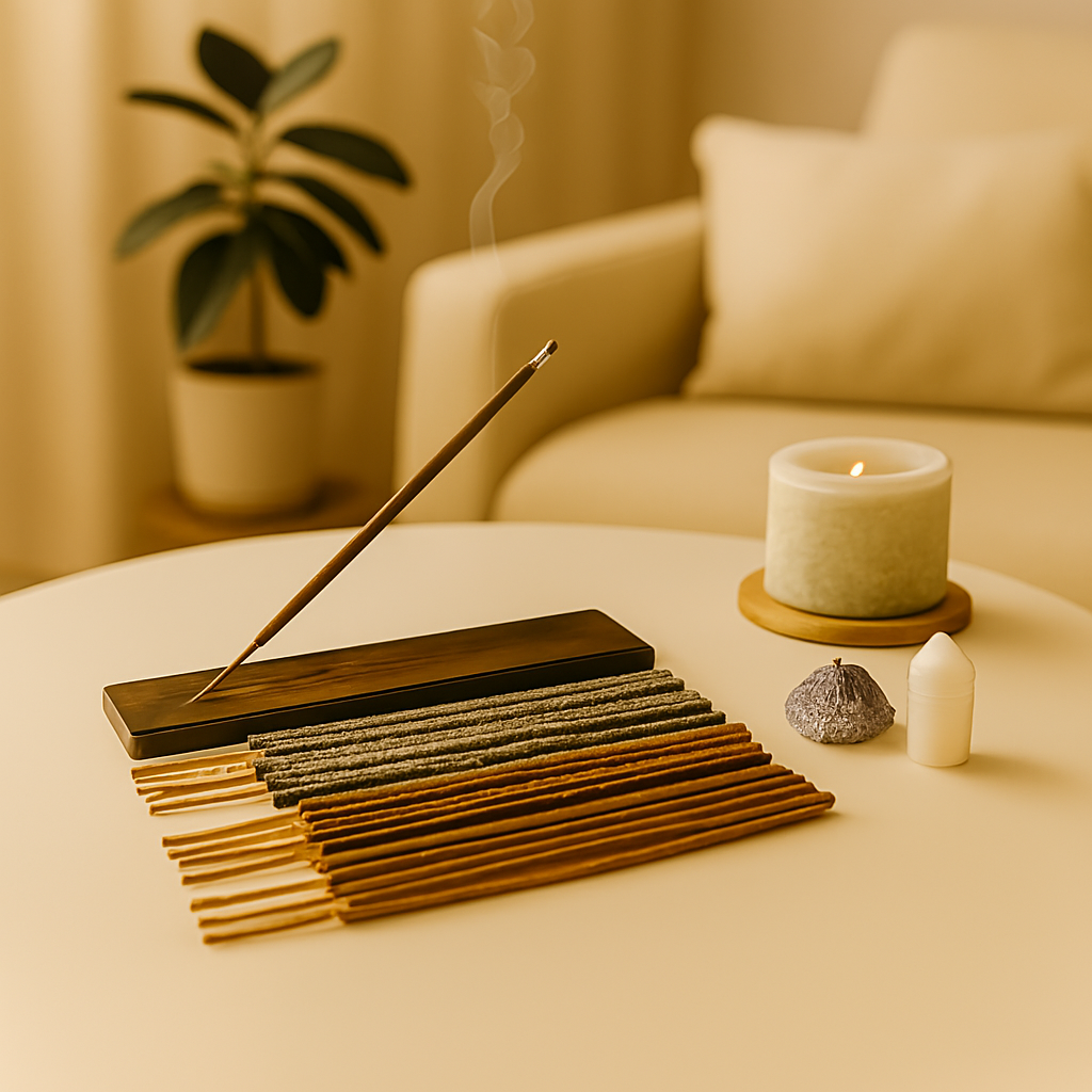 6 Fragrance Gift Pack with Burner – Passion, Rose, Lavender, Exotic, Loban & Sandalwood – Aromatherapy Incense Gift Set for Home, Relaxation, Meditation & Gifting