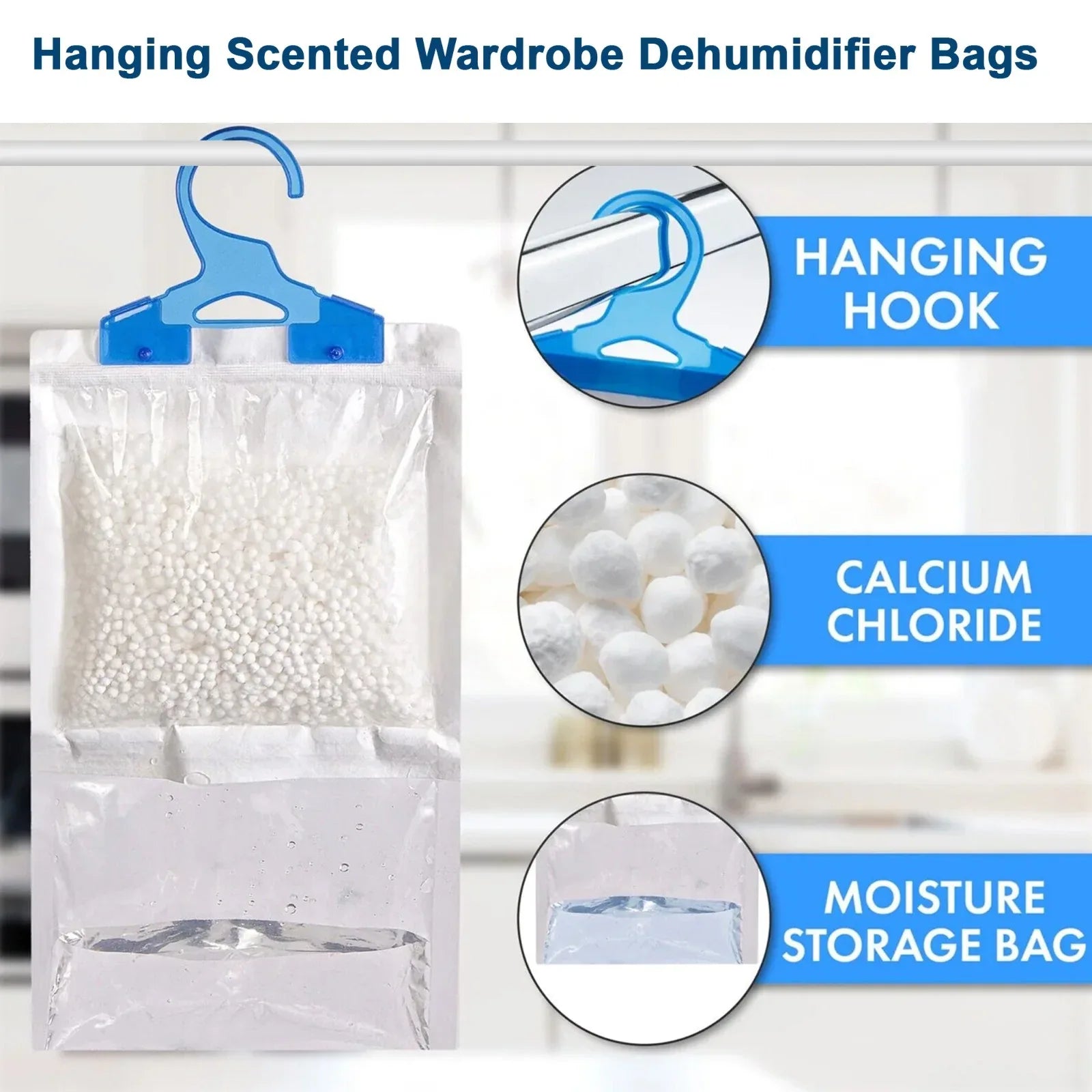 Mode Blend 151 Hanging Wardrobe Dehumidifier Bags Lavender Rose & Fresh Linen, 3 Pack - Mode Blend