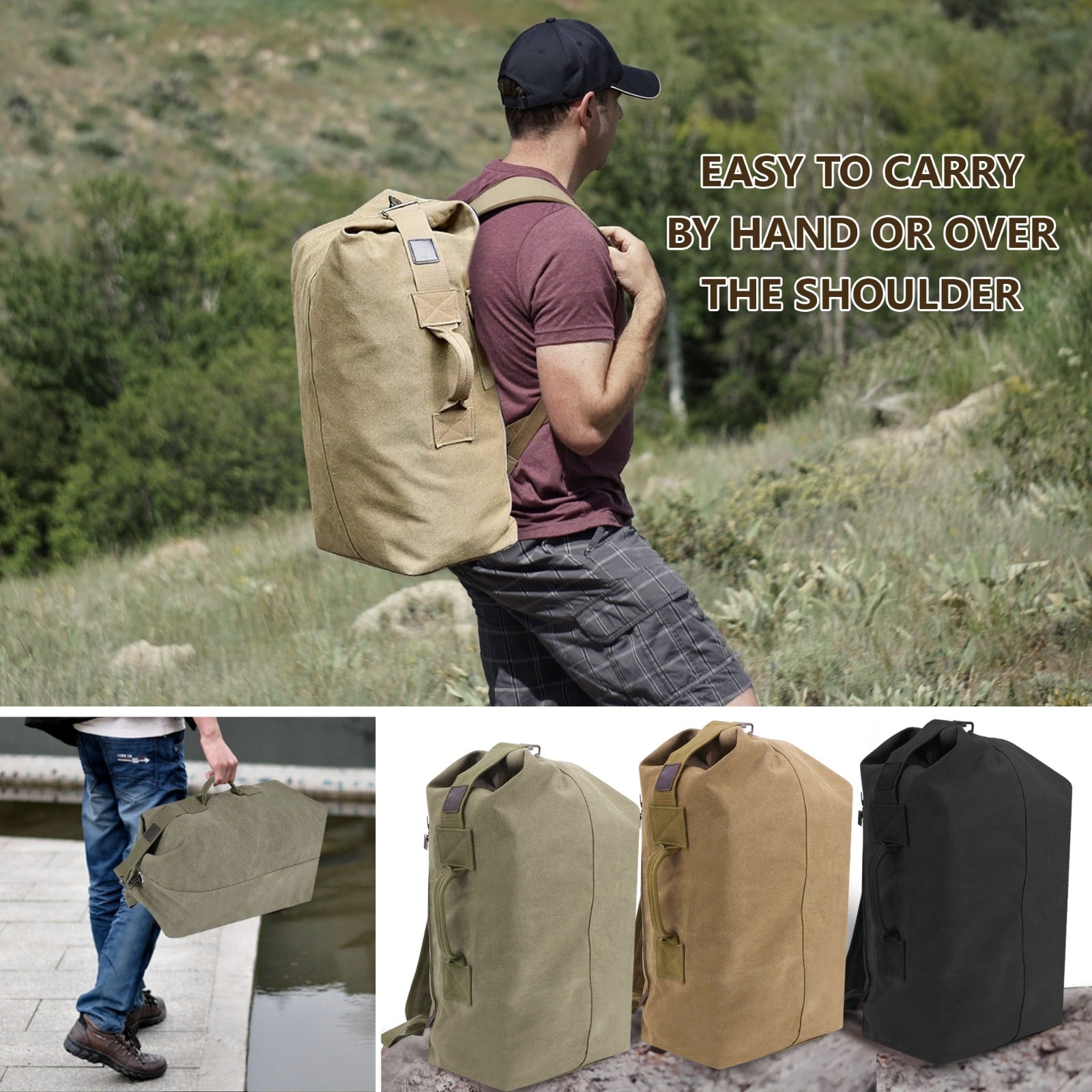 Military-Grade Mode Blend Duffel Bag Backpack with Free Tote Bag