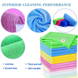 MODE BLEND Microfiber Cloth - Pack of 12 Ultra Soft Thick Highly Absorbent Lint Free Cleaning Cloths Reusable Cleaning Cloth Car Home All Surface 40x40cm (12 Pack Cloth With 2 Antibacterial Cleaning Surface Wipes) - Mode Blend