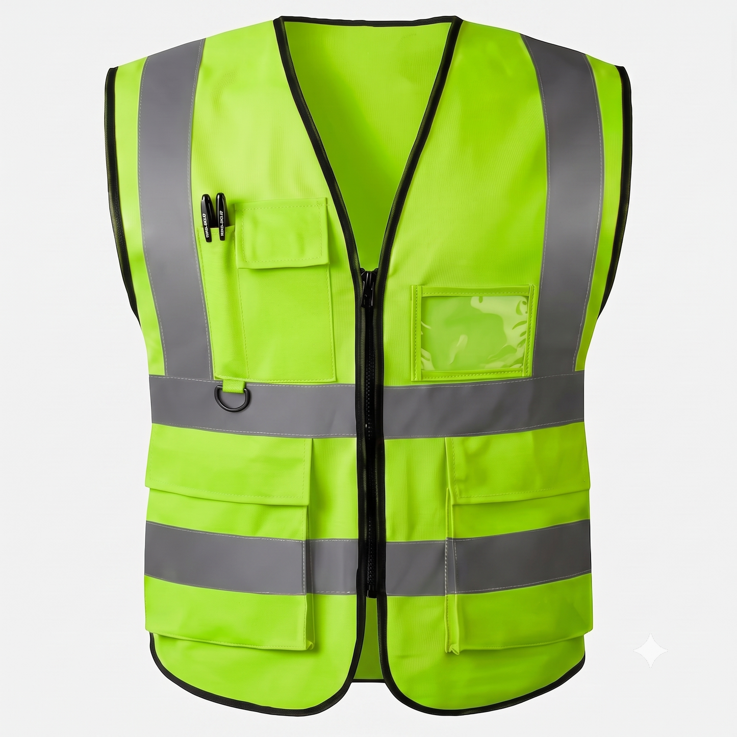 High Visibility Reflective Safety Vest, Work Waistcoat with Reflective Tape Strips for Road Construction & Safety Use