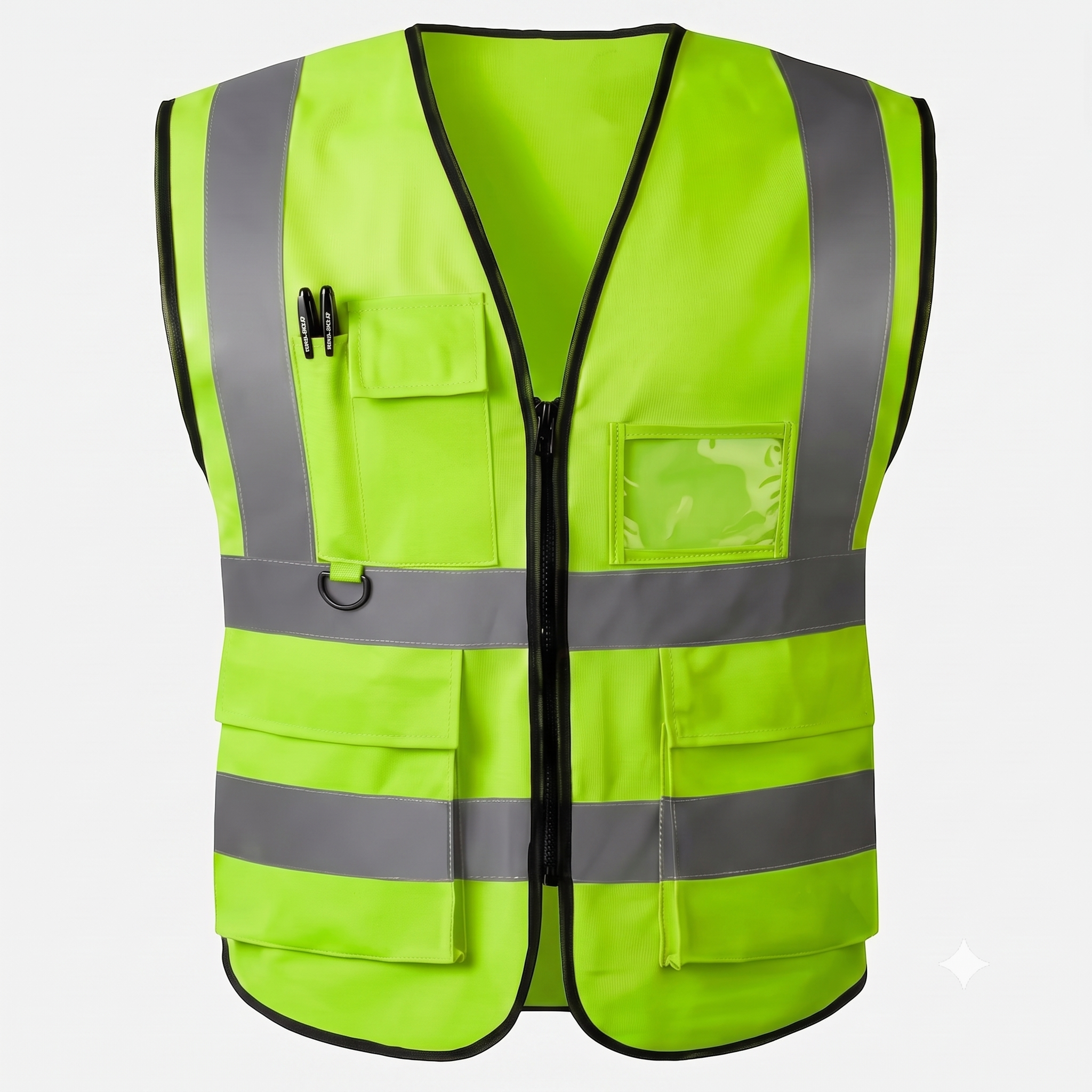 High Visibility Reflective Safety Vest, Work Waistcoat with Reflective Tape Strips for Road Construction & Safety Use