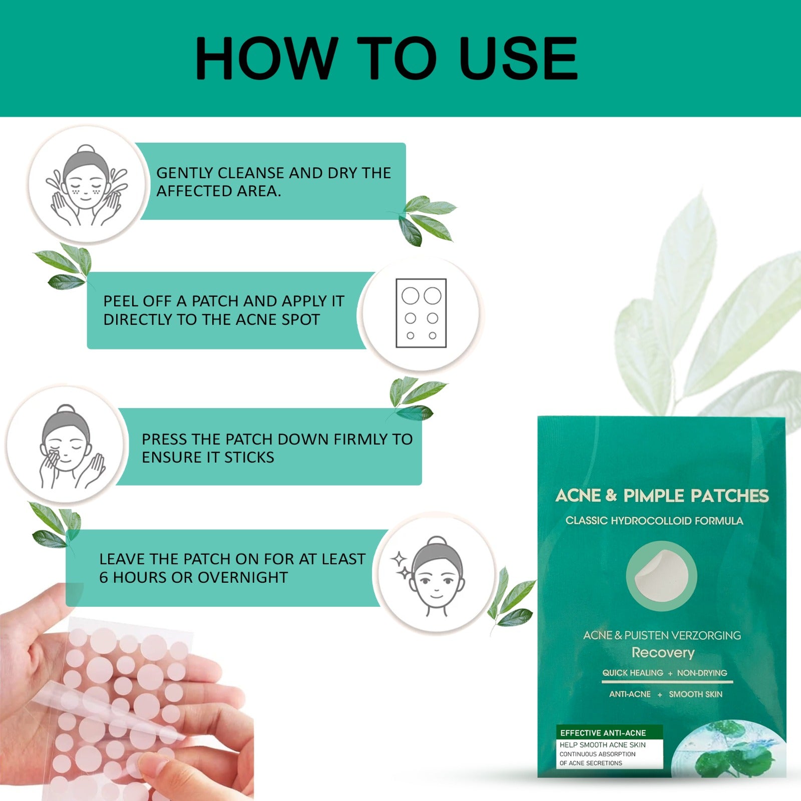 Mode Blend Invisible Acne Patches used as part of a nighttime skincare routine for clear, healthy skin