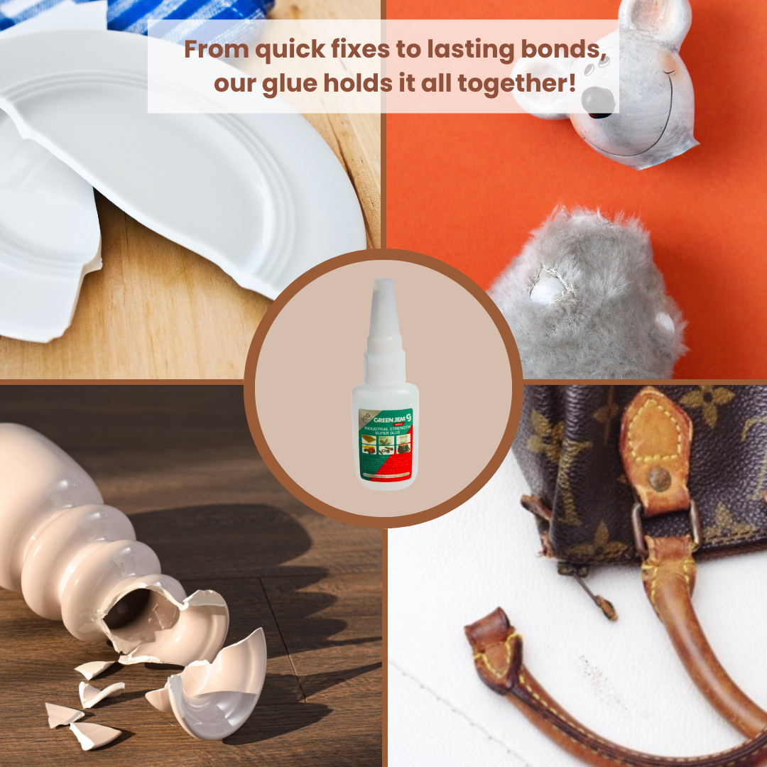 Multipurpose industrial glue from Mode Blend, suitable for various surfaces and uses.