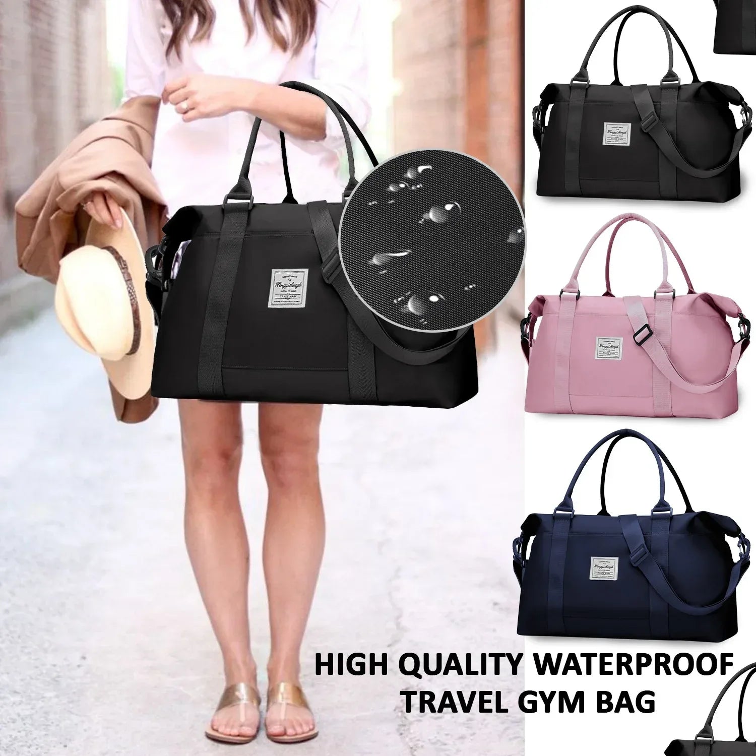 Large Capacity Duffel Travel Bag for Women and Men with Shoulder Strap – Lightweight Foldable Weekender Gym Bag Carry-On for Airplane – Includes Free Bonus Tote Bag in Assorted Colors - Mode Blend