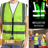 High Visibility Reflective Safety Vest, Work Waistcoat with Reflective Tape Strips for Road Construction & Safety Use - Mode Blend