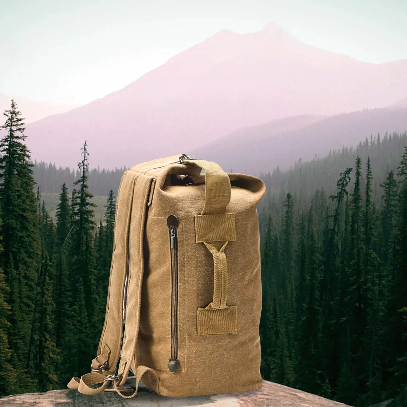 Military Duffel Bag Top Load Double Strap Army Travel Tactical Canvas Backpack for Outdoor 30L - Mode Blend