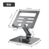 ModeBlend adjustable laptop stand with 360° rotating base in black and grey