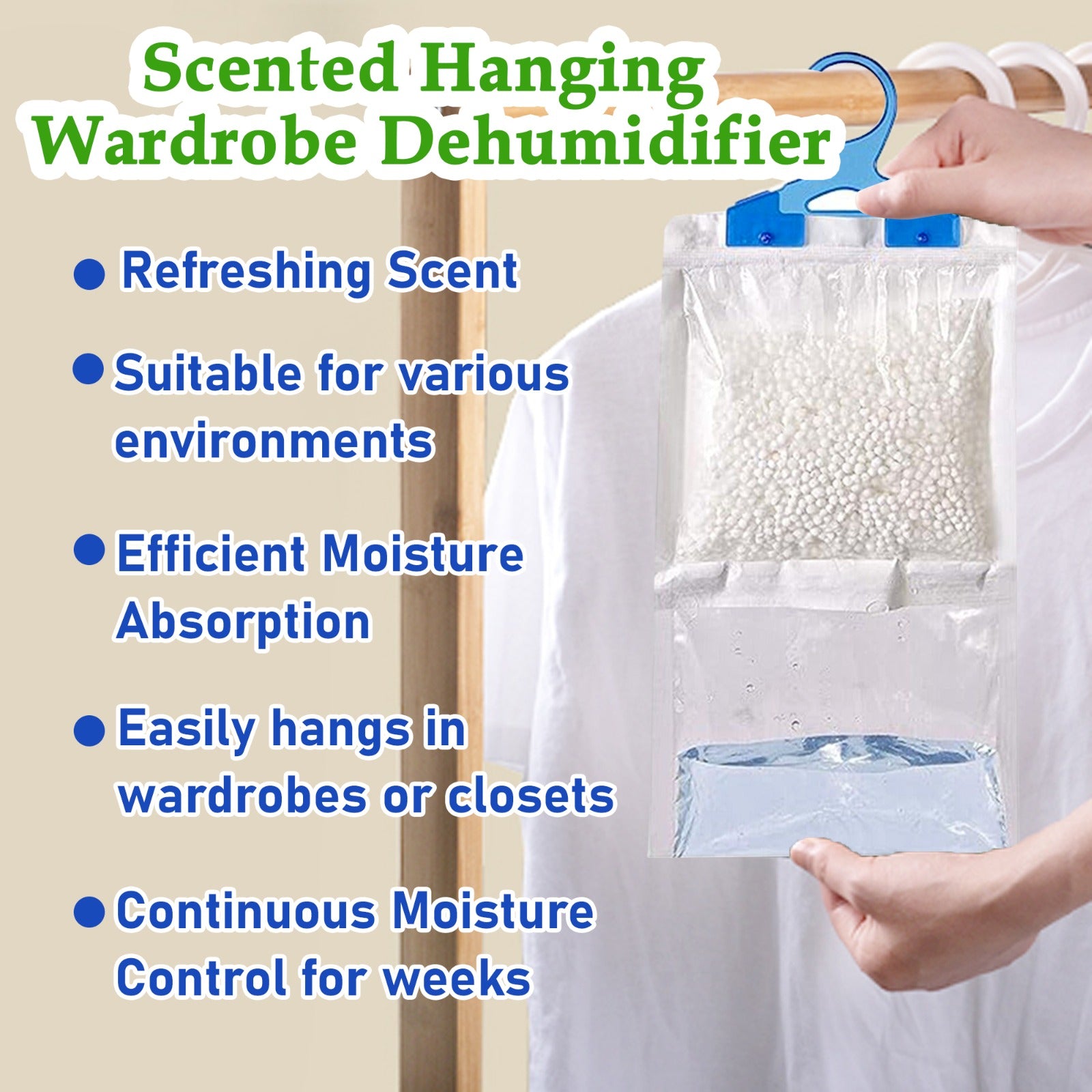 Mode Blend 151 Hanging Wardrobe Dehumidifier Bags with Lavender Rose & Fresh Linen scent, 3 Pack