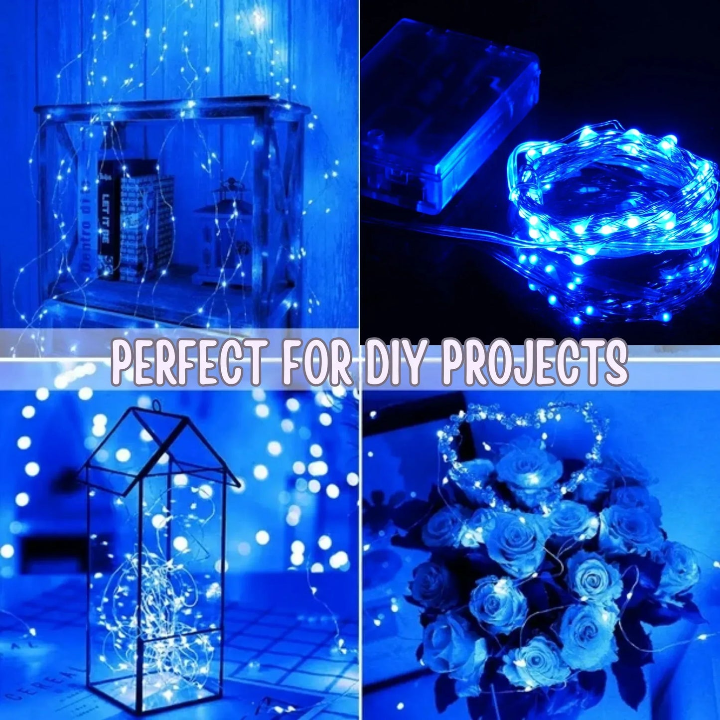 LED Copper Wire String Lights Mini 3AA Battery Operated/Powered Copper Wire LED Firefly Lights for Bedroom Decoration Wedding Home Christmas Parties Holiday (White, 5M - 50LED) [Energy Class A] - Mode Blend