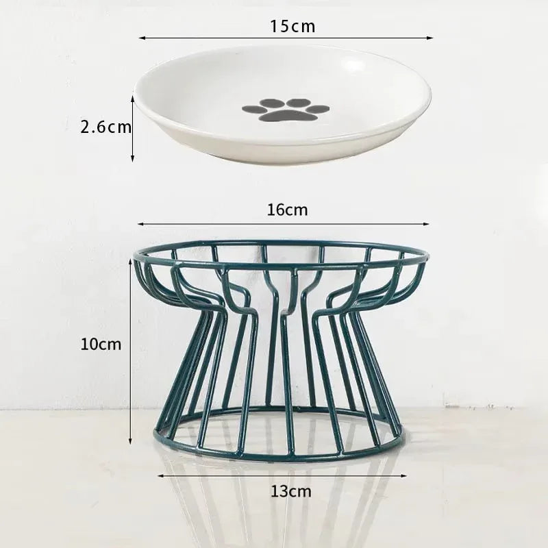 Mode Blend Pet Ceramic Bowl with Elevated Stand - Dog & Cat Feeding Dish, Snack Plate, Neck Protector, Nordic Style - Mode Blend