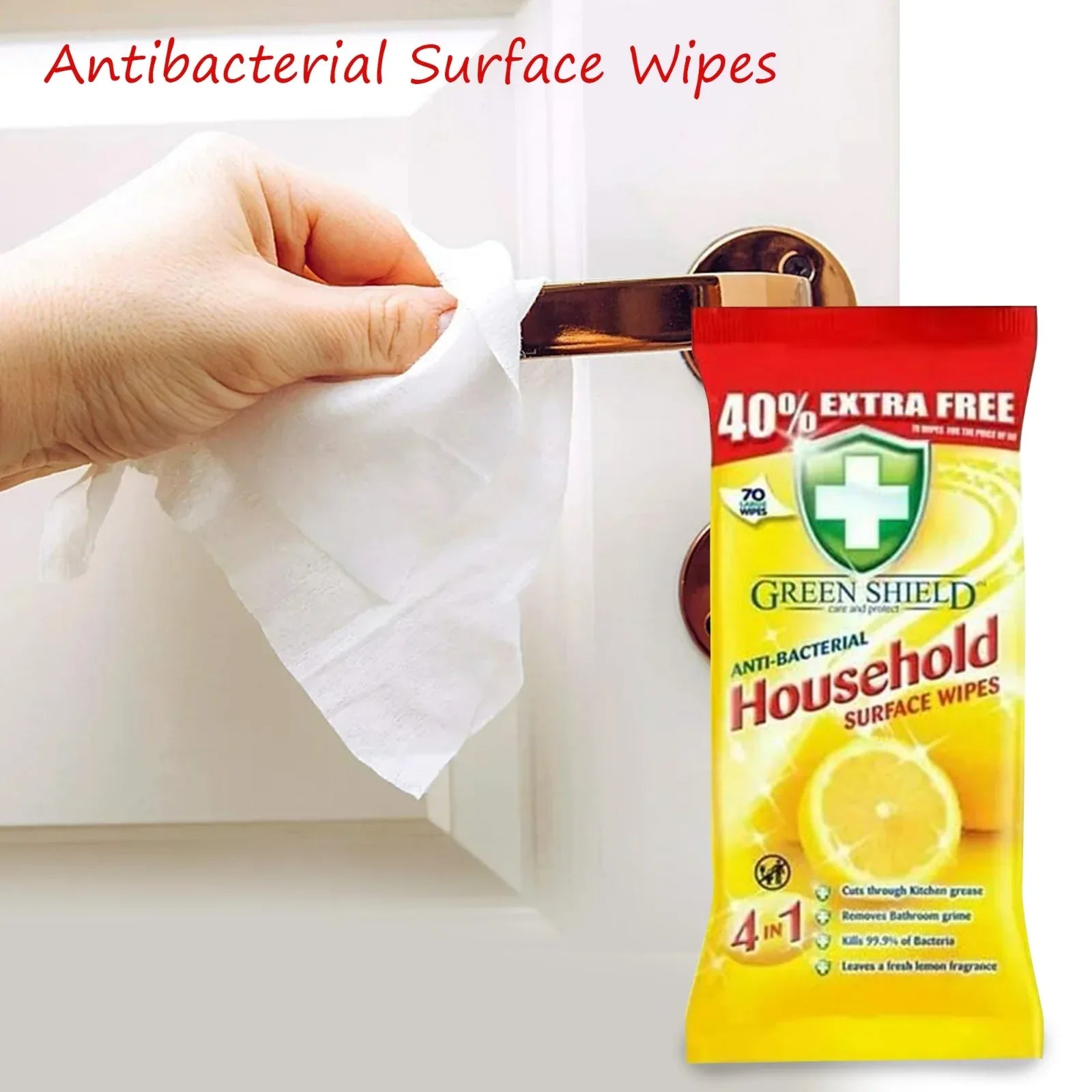 Green Shield Care and Protec Anti-Bacterial Household Surface Wipes, 2 Packs of 140 Wipes - Mode Blend