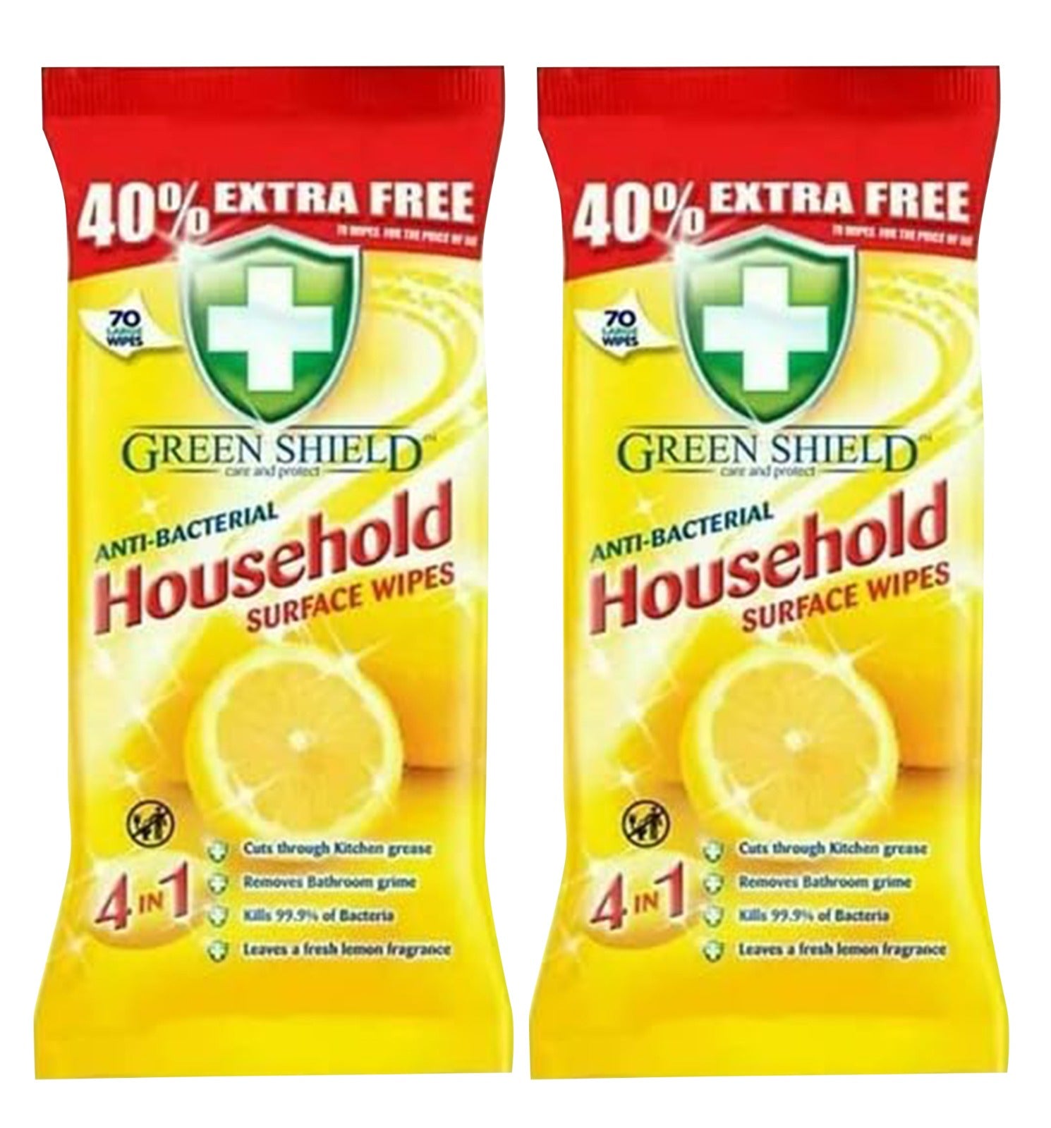 Mode Blend Green Shield Care & Protect Anti-Bacterial Household Surface Wipes, 2 Packs of 140 Wipes for a cleaner, healthier home