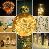 LED Copper Wire String Lights Mini 3AA Battery Operated/Powered Copper Wire LED Firefly Lights for Bedroom Decoration Wedding Home Christmas Parties Holiday (White, 5M - 50LED) [Energy Class A] - Mode Blend