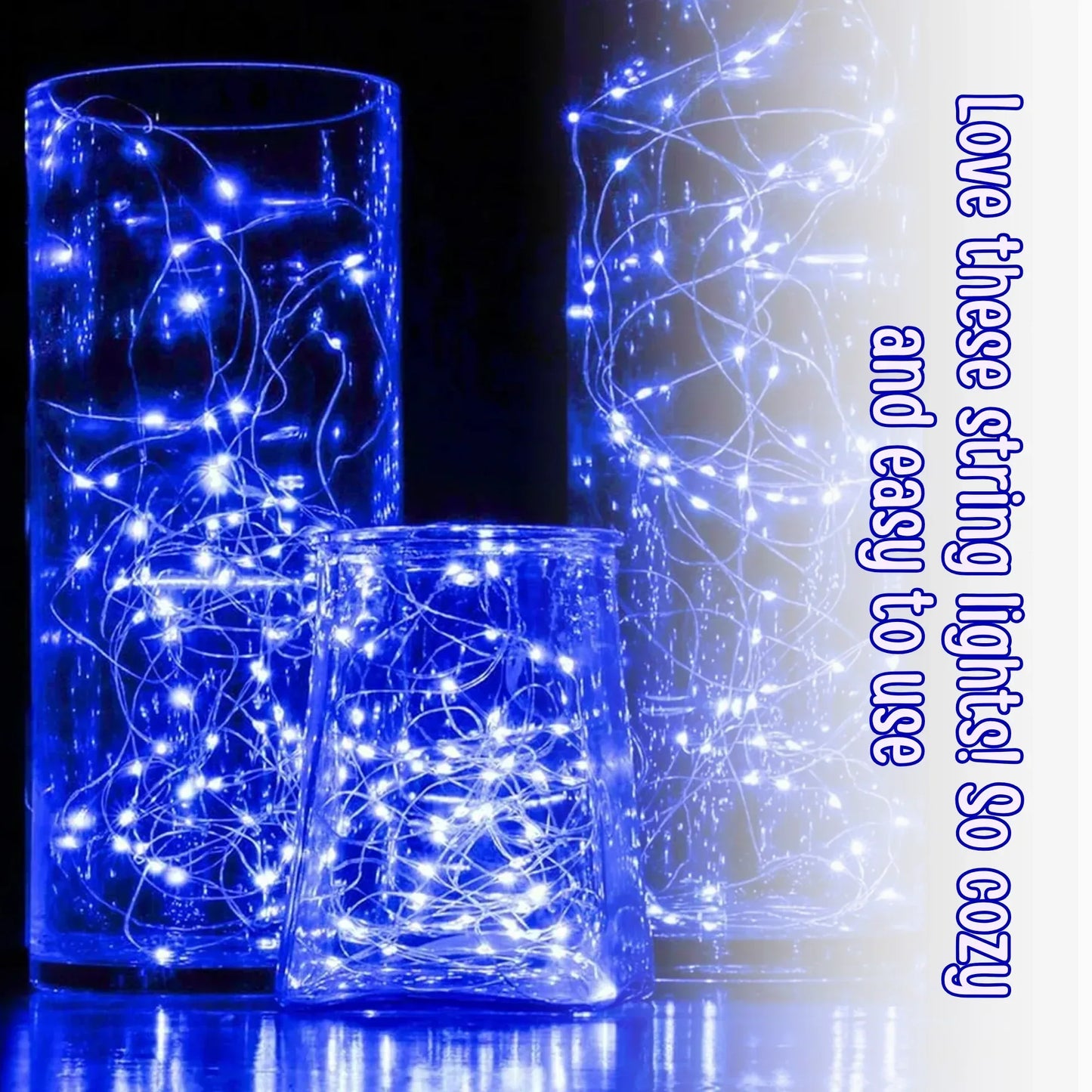 LED Copper Wire String Lights Mini 3AA Battery Operated/Powered Copper Wire LED Firefly Lights for Bedroom Decoration Wedding Home Christmas Parties Holiday (White, 5M - 50LED) [Energy Class A] - Mode Blend