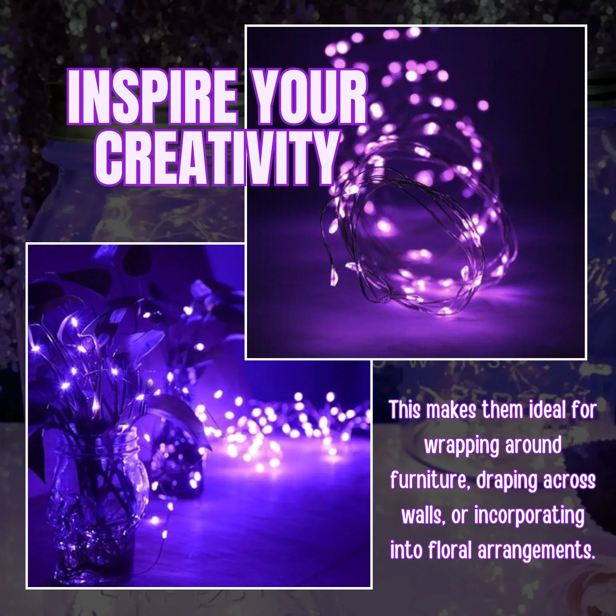 LED Copper Wire String Lights Mini 3AA Battery Operated/Powered Copper Wire LED Firefly Lights for Bedroom Decoration Wedding Home Christmas Parties Holiday (White, 5M - 50LED) [Energy Class A] - Mode Blend