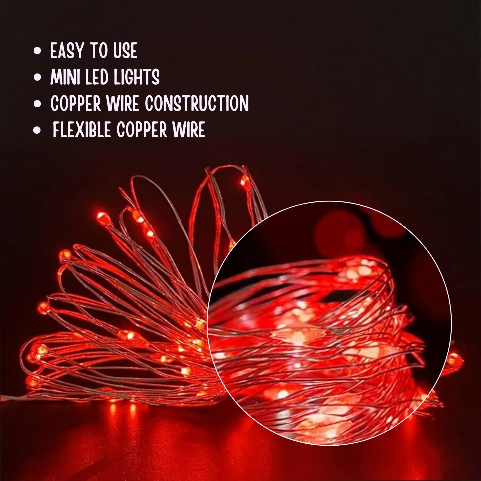 LED Copper Wire String Lights Mini 3AA Battery Operated/Powered Copper Wire LED Firefly Lights for Bedroom Decoration Wedding Home Christmas Parties Holiday (White, 5M - 50LED) [Energy Class A] - Mode Blend