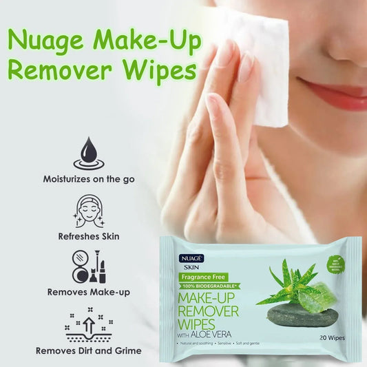 Makeup Remover Wipes with Aloe Vera, Effective Hydrating Face Wipes with Organic Aloe Vera Twin Pack of 80 Wipes, 2 pack - Mode Blend