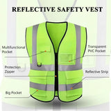 High Visibility Reflective Safety Vest, Work Waistcoat with Reflective Tape Strips for Road Construction & Safety Use - Mode Blend