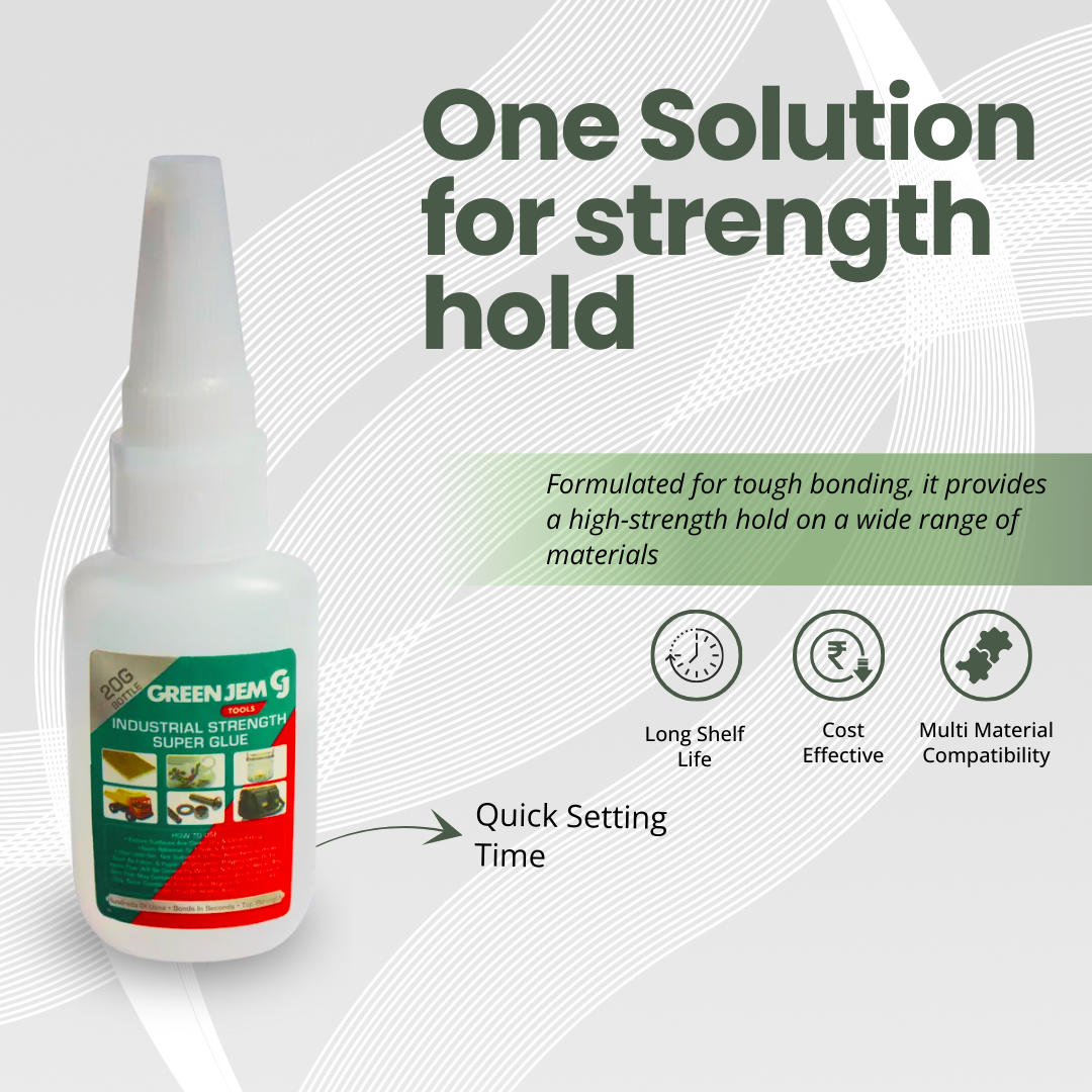 Mode Blend 20g super glue bottle with industrial strength adhesive for multiple surfaces