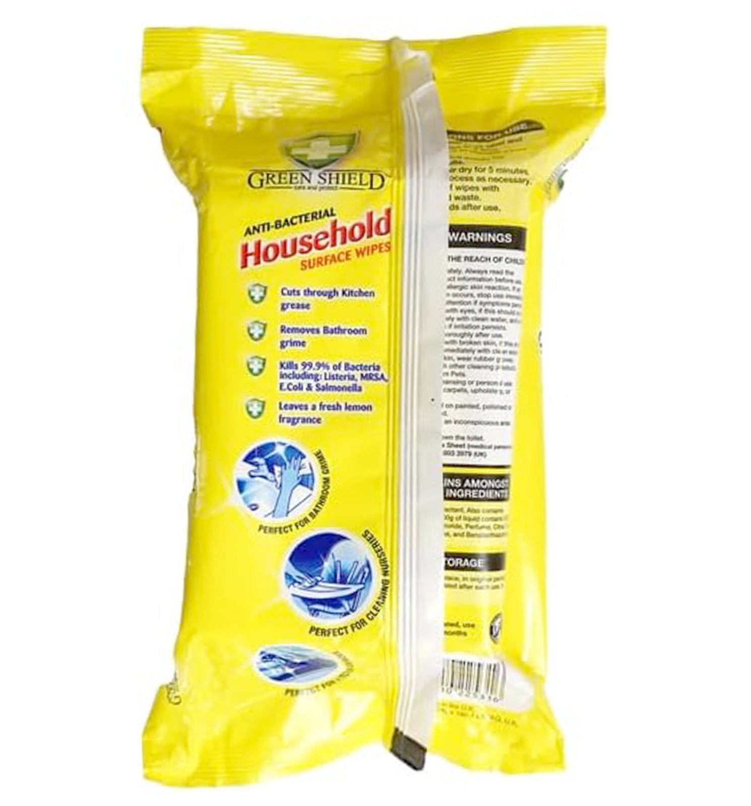 Two packs of Mode Blend anti-bacterial wipes showcased on a bathroom shelf
