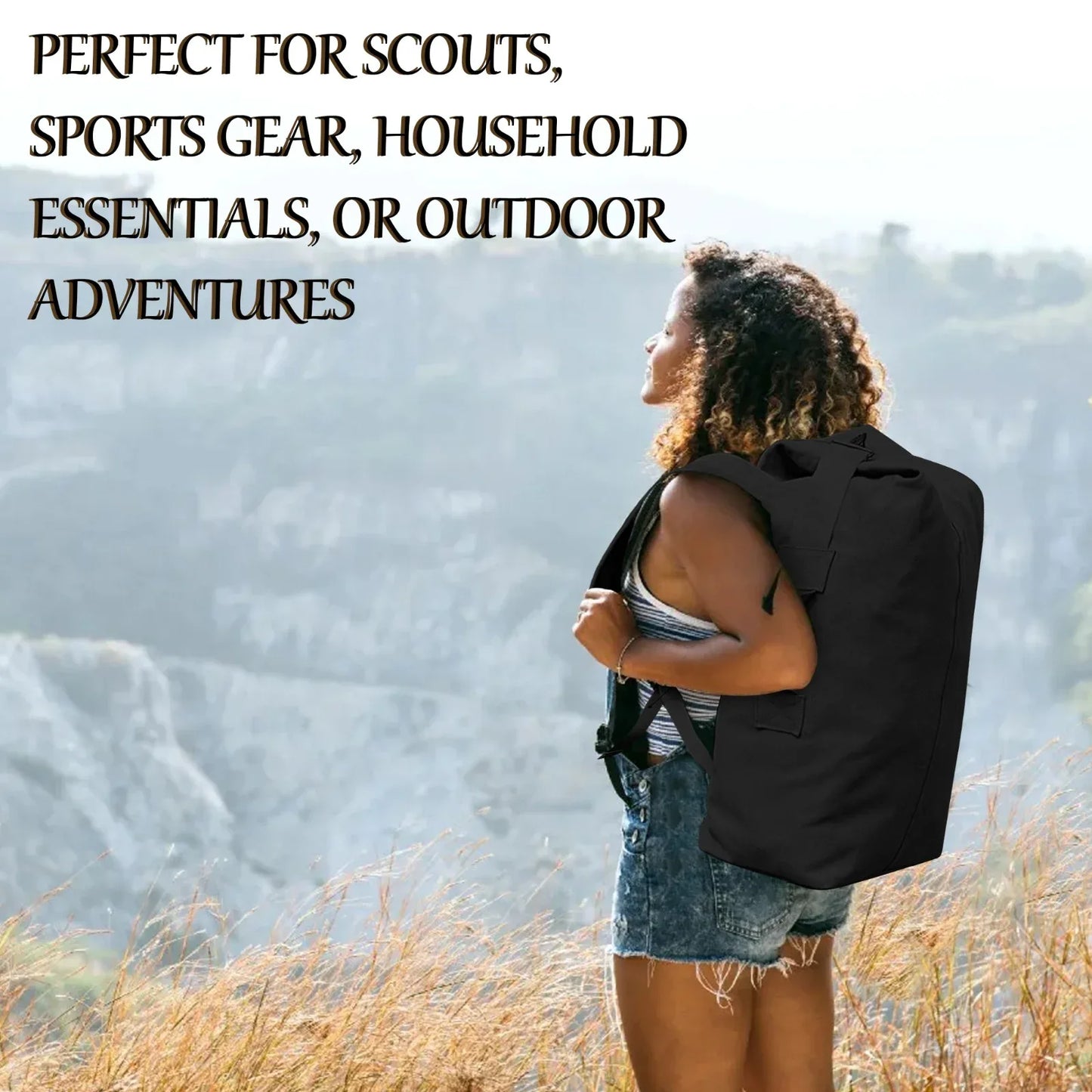 Military Duffel Bag Top Load Double Strap Army Travel Tactical Canvas Backpack for Outdoor 30L - Mode Blend