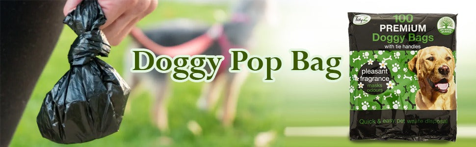 Mode Blend Tidyz Lemon Scented Premium Degradable Doggy Poo Bags with strong tie handles, 3-pack containing 300 bags, displayed neatly