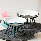 Mode Blend Pet Ceramic Bowl with Elevated Stand - Dog & Cat Feeding Dish, Snack Plate, Neck Protector, Nordic Style - Mode Blend