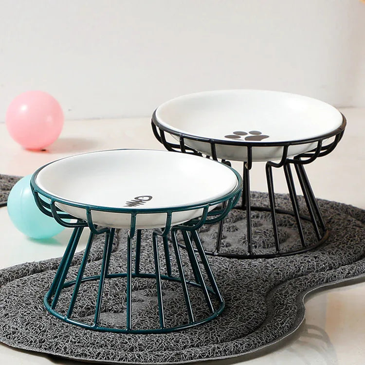 Mode Blend Pet Ceramic Bowl with Elevated Stand - Dog & Cat Feeding Dish, Snack Plate, Neck Protector, Nordic Style - Mode Blend