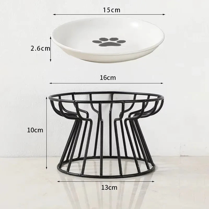 Mode Blend Pet Ceramic Bowl with Elevated Stand - Dog & Cat Feeding Dish, Snack Plate, Neck Protector, Nordic Style - Mode Blend
