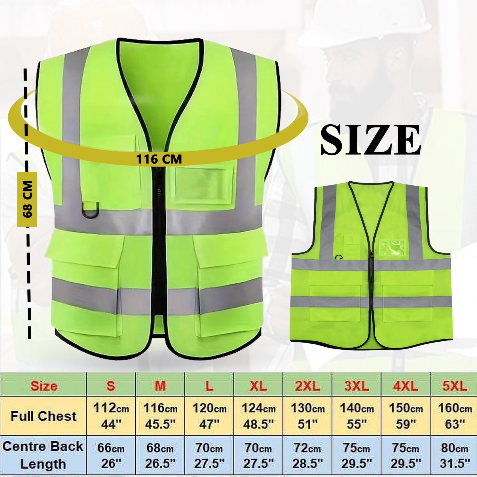 Executive-style high visibility vest featuring phone and pen pockets for added functionality