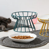 Mode Blend Pet Ceramic Bowl with Elevated Stand - Dog & Cat Feeding Dish, Snack Plate, Neck Protector, Nordic Style - Mode Blend