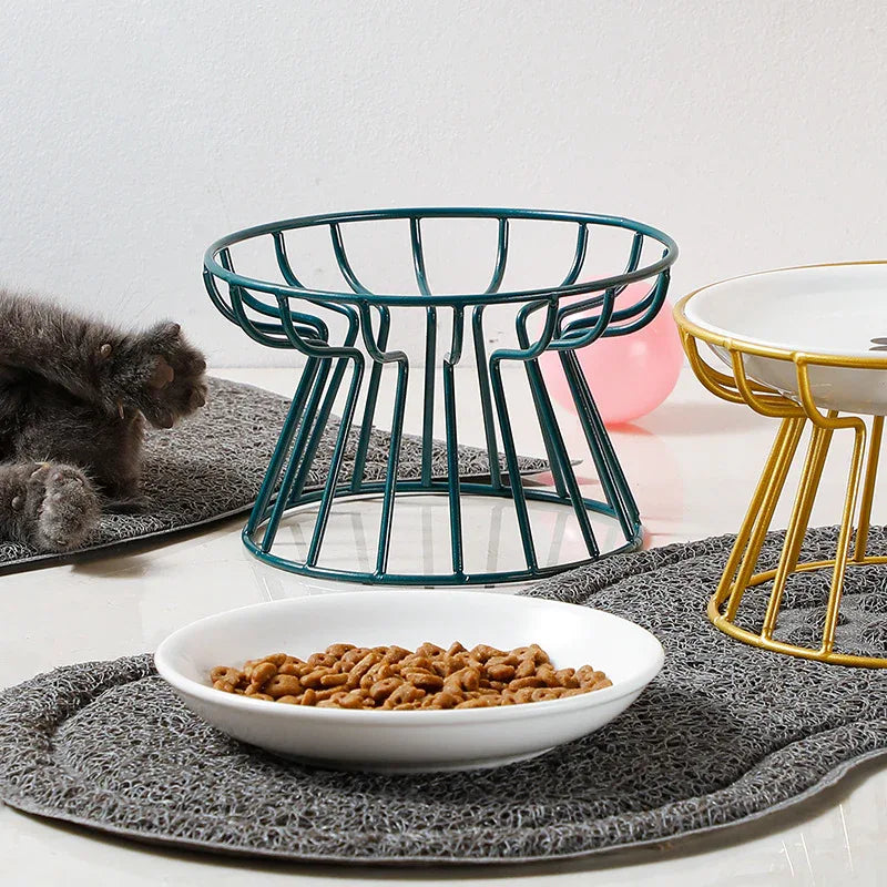 Mode Blend Pet Ceramic Bowl with Elevated Stand - Dog & Cat Feeding Dish, Snack Plate, Neck Protector, Nordic Style - Mode Blend