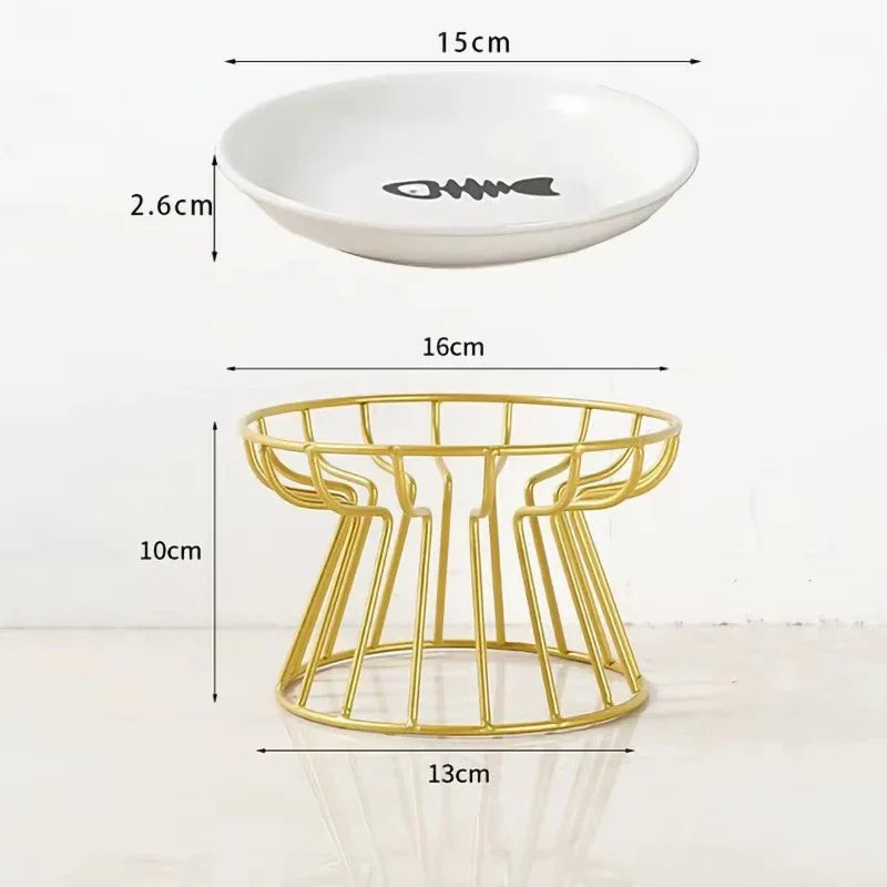 Mode Blend Pet Ceramic Bowl with Elevated Stand - Dog & Cat Feeding Dish, Snack Plate, Neck Protector, Nordic Style - Mode Blend