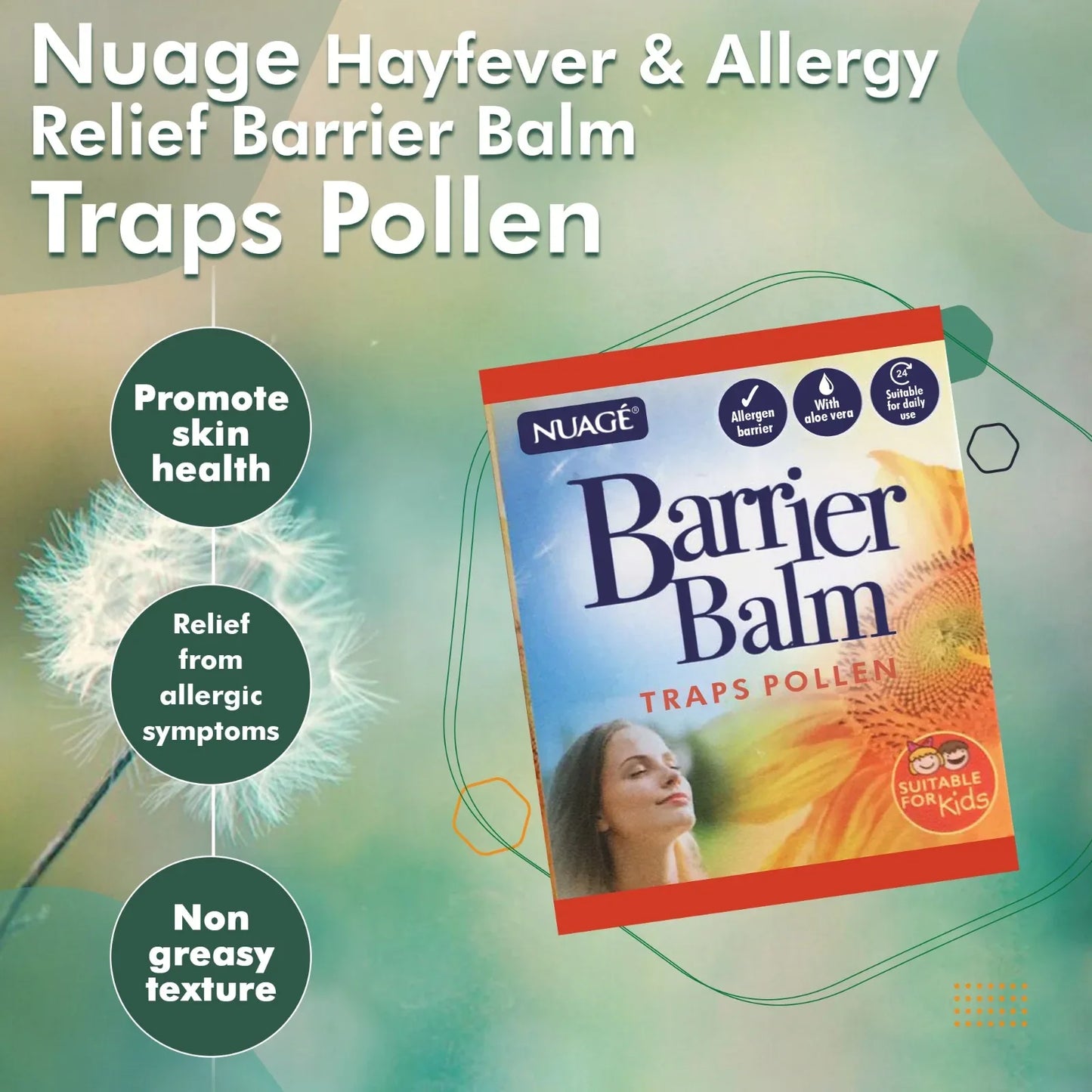 Mode Blend Nuage Hayfever & Allergy Relief Barrier Balm | Traps Pollen, 2 Pack,50gram - Mode Blend