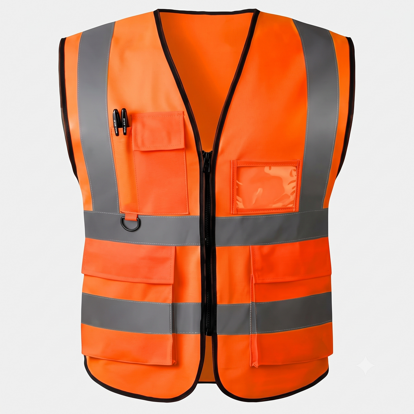 High Visibility Reflective Safety Vest, Work Waistcoat with Reflective Tape Strips for Road Construction & Safety Use
