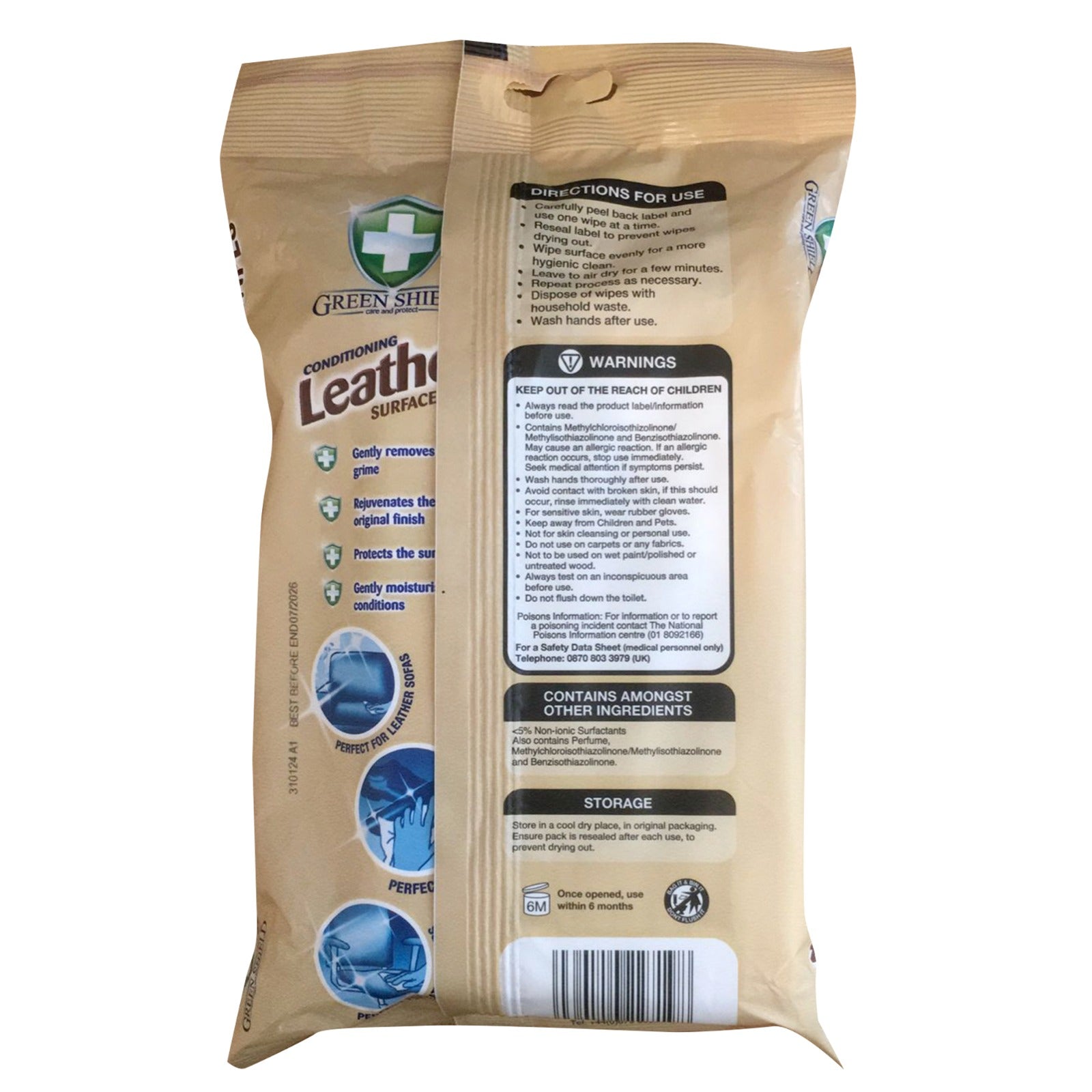 Mode Blend Green Shield Leather Wipes, ideal for restoring the shine on your leather surfaces