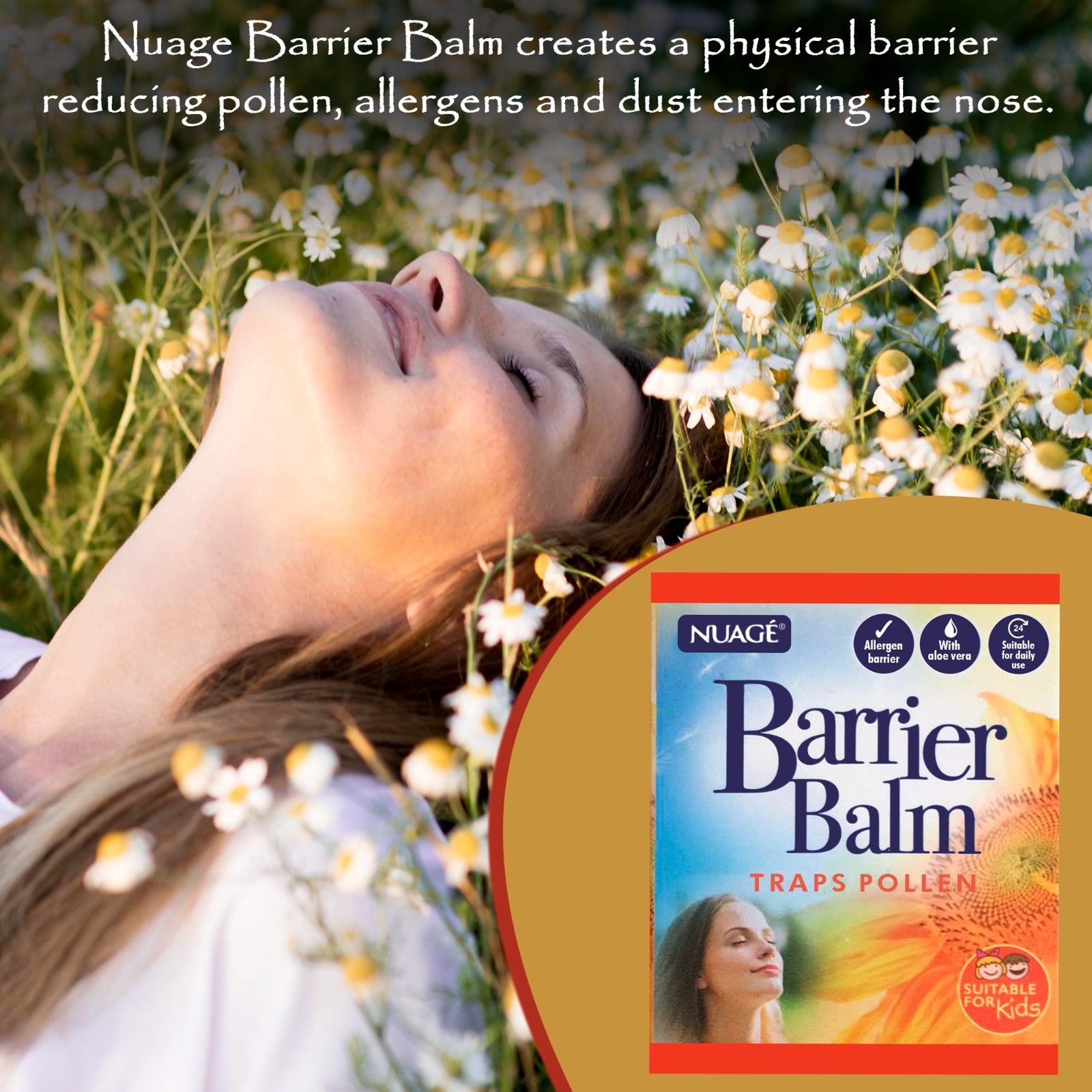 Nuage Hayfever Relief Barrier Balm, 2 Pack, 50g by Mode Blend - Daily pollen shield for allergy sufferers.