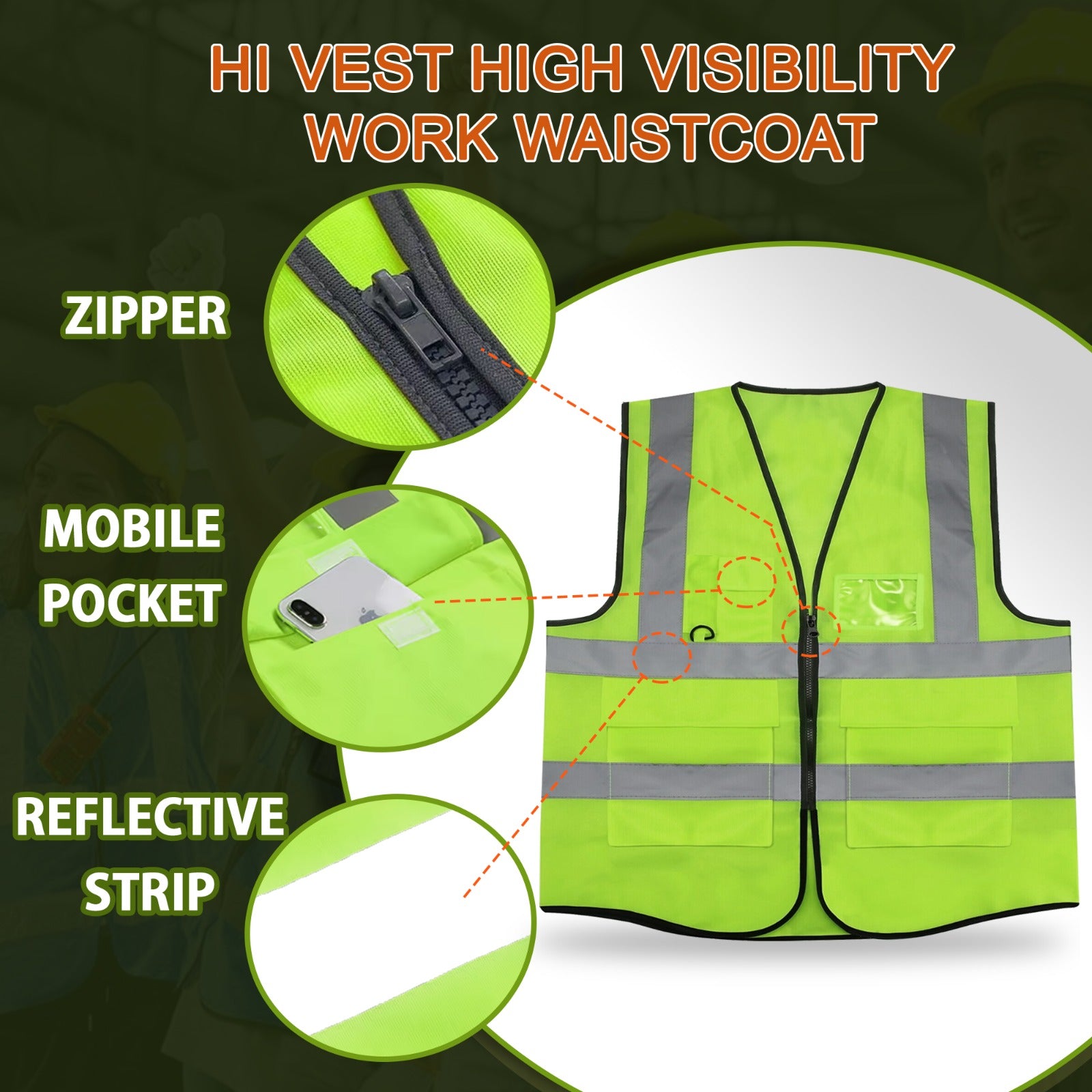 Bright yellow Mode Blend safety vest designed for high visibility and professional use