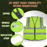 High Visibility Reflective Safety Vest, Work Waistcoat with Reflective Tape Strips for Road Construction & Safety Use - Mode Blend