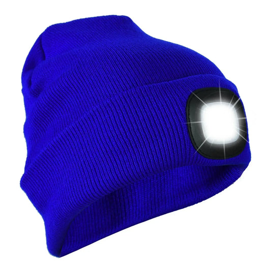 Knit Beanie Hat with 4 LED Headlamp – Rechargeable Winter Lighted Cap for Outdoor Camping, Hunting, Fishing, Cycling & Night Work - Mode Blend