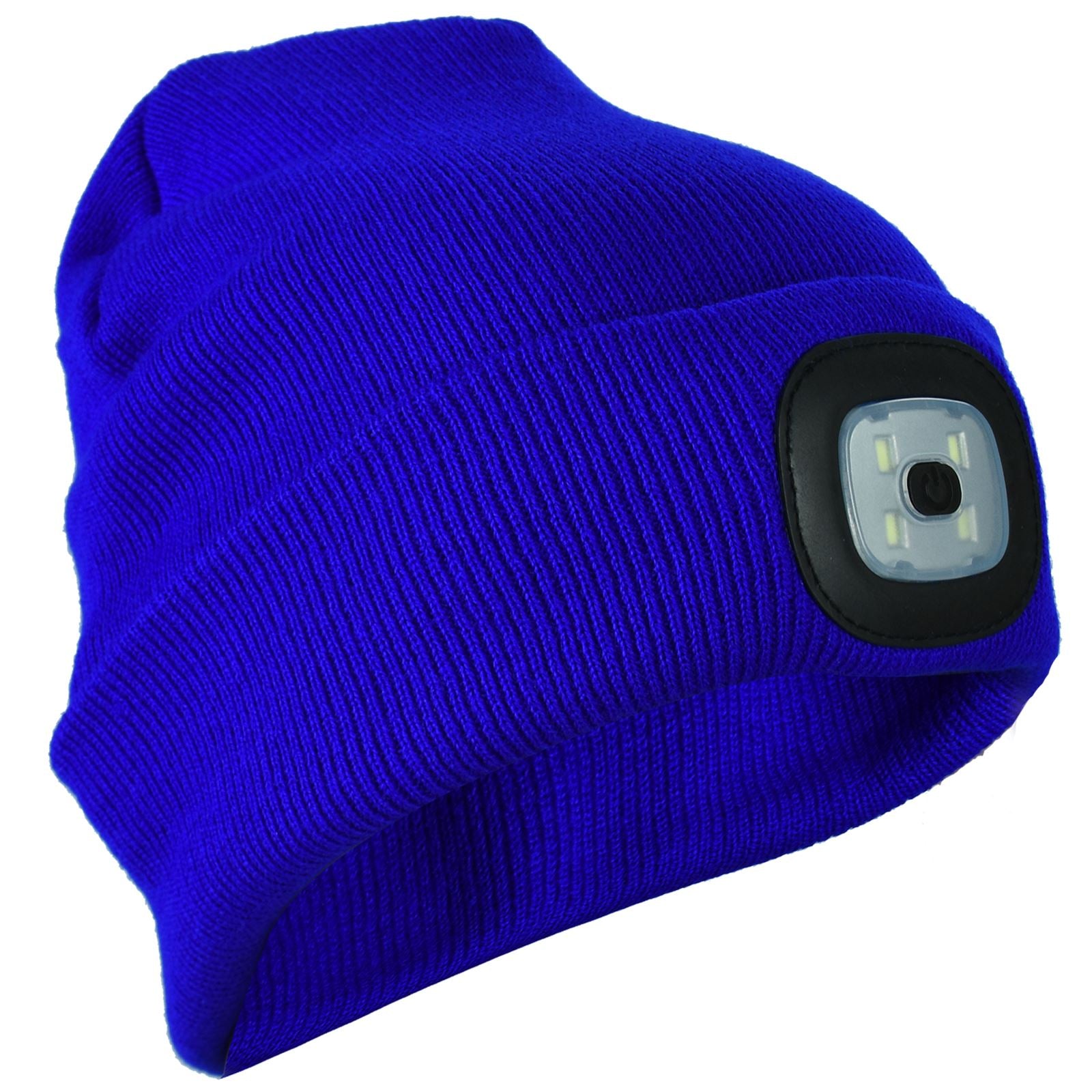 Knit Beanie Hat with 4 LED Headlamp – Rechargeable Winter Lighted Cap for Outdoor Camping, Hunting, Fishing, Cycling & Night Work