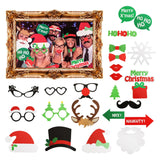 Christmas Festive Photobooth Selfie Frame & Props Set – 24 Pieces + Large Photo Frame | Kids & Adults Party Decorations | Elf, Santa & Holiday Theme Photo Booth Kit - Mode Blend