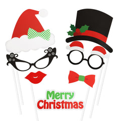 Festive Photobooth Selfie Frame and Props Set 24 Pieces Plus Large Frame Kids Adults Elf Christmas