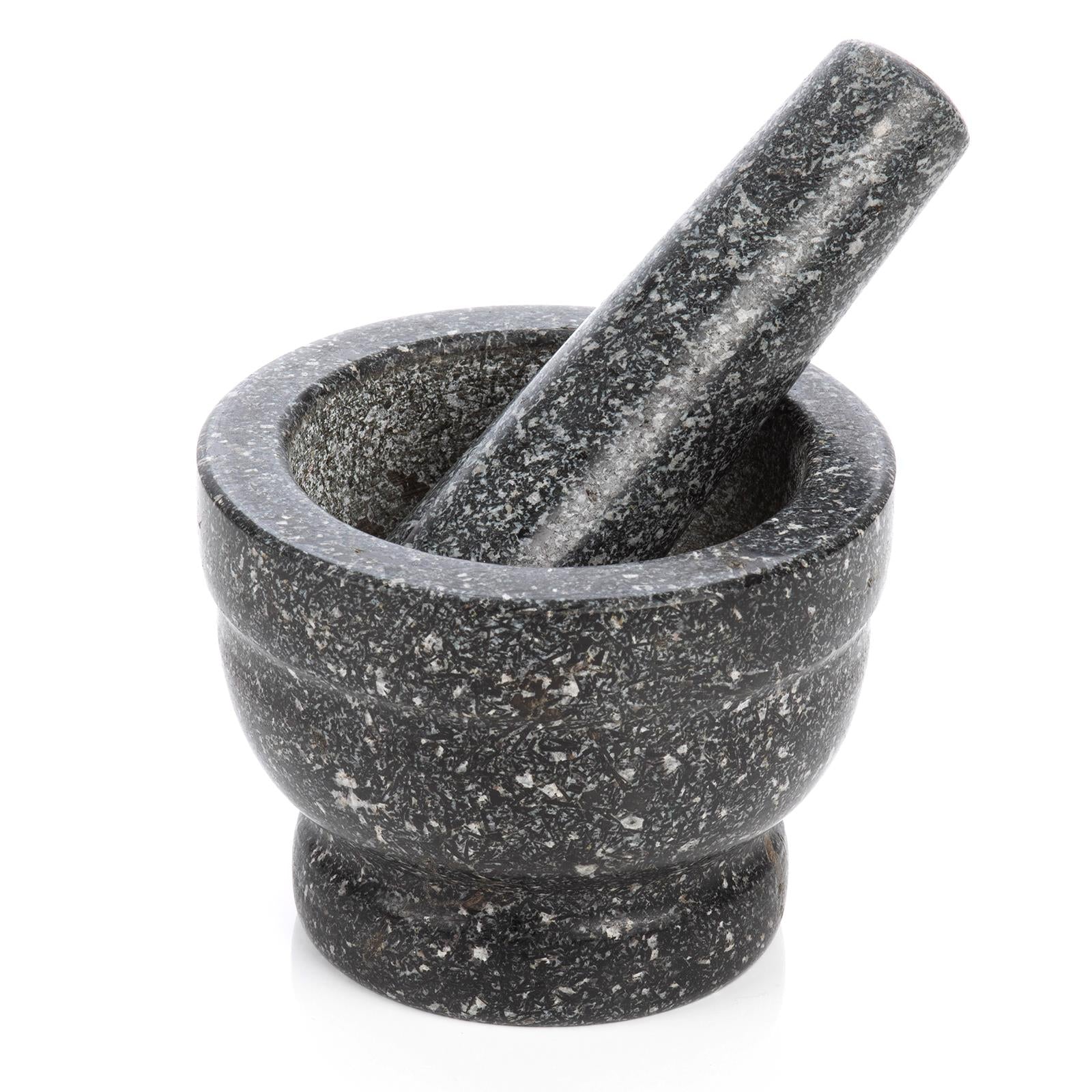 Solid Granite Pestle & Mortar Set – Heavy Duty Stone Grinder & Crusher for Herbs, Spices, Nuts & Coffee Beans (Non-Slip, Handcrafted)