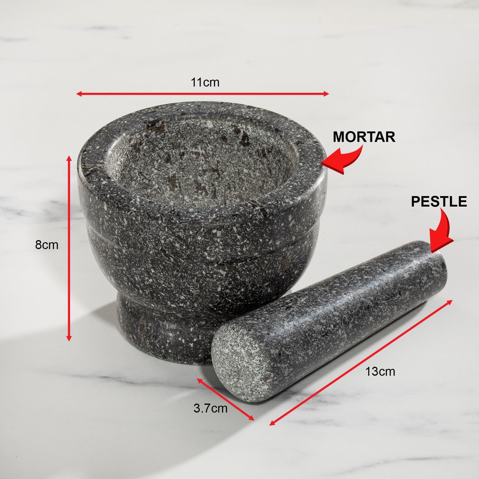 Solid Granite Pestle & Mortar Set – Heavy Duty Stone Grinder & Crusher for Herbs, Spices, Nuts & Coffee Beans (Non-Slip, Handcrafted)