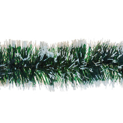 Snow-Tipped Green Christmas Tinsel – 2m Traditional 6-Ply Decoration
