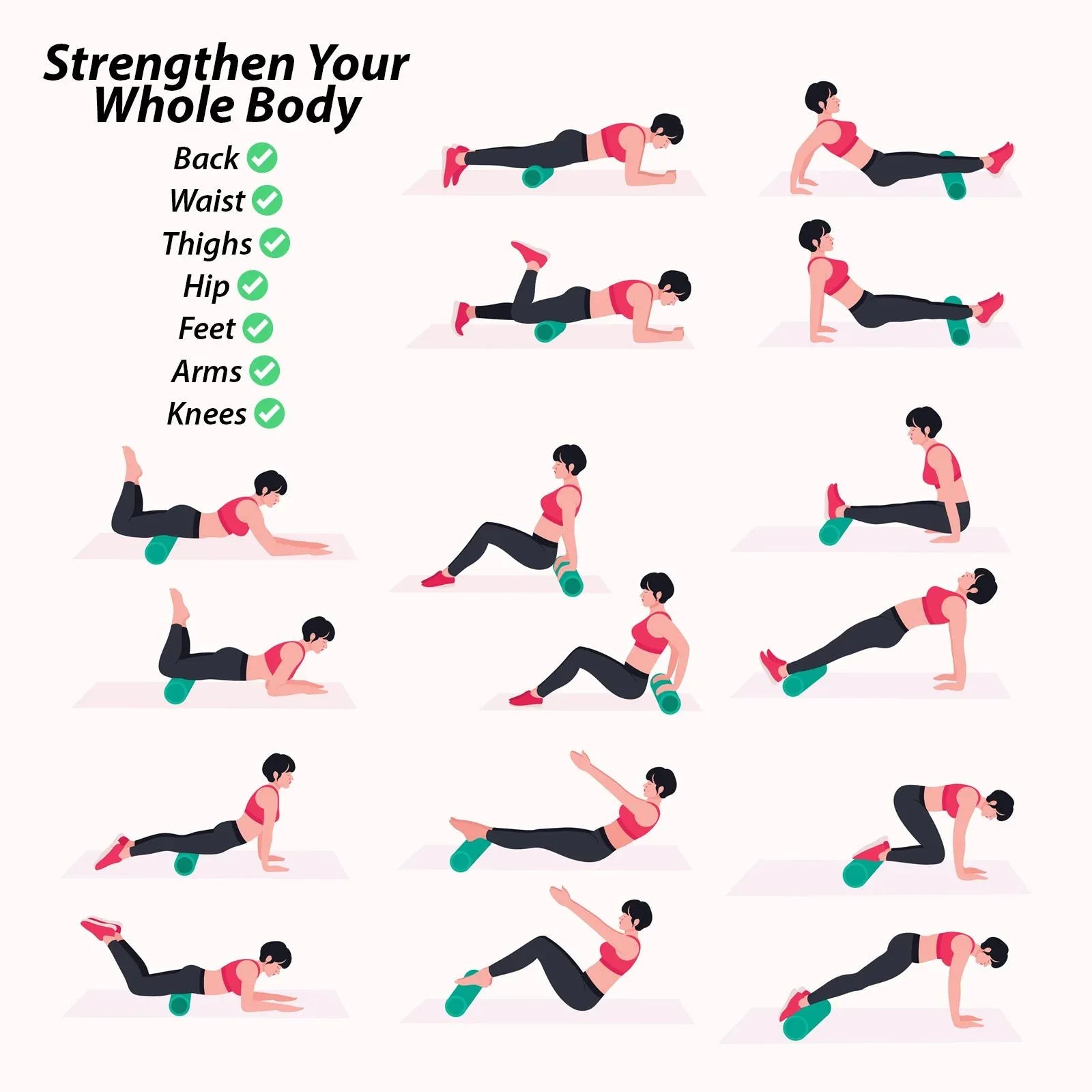 Foam Fitness Roller (30cm x 13cm) – High-Density EVA Massage Roller for Deep Tissue Muscle Recovery, Gym Training & Pain Relief - Mode Blend